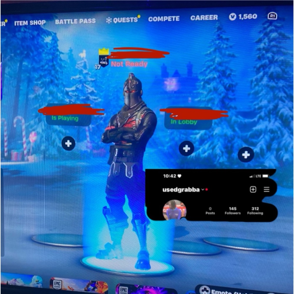 og black knight with glow over 220+ skins with vbucks full access #ps5